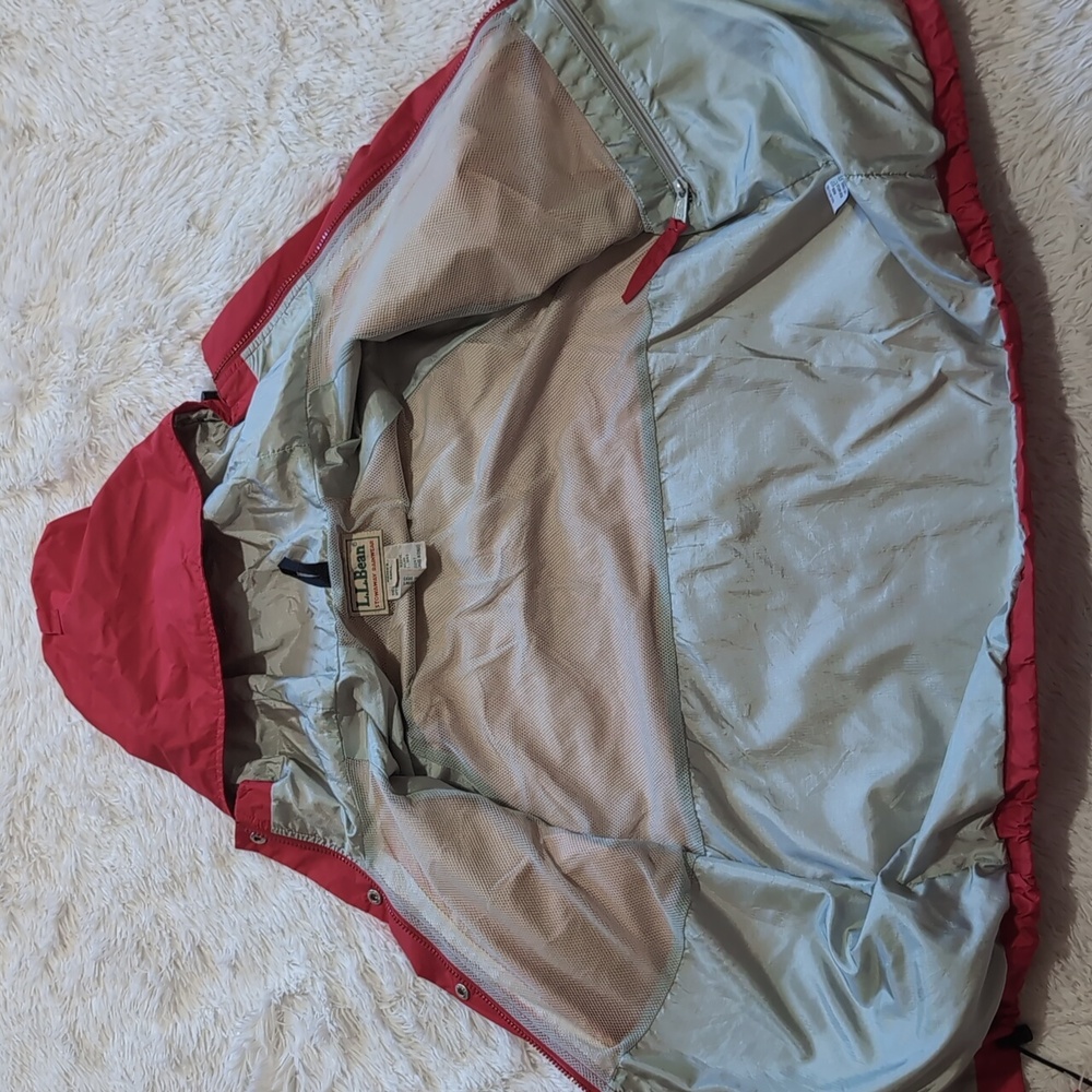 90s Vintage L.L. Bean Stowaway Rainwear Gore-Tex Red Rain Jacket Small - Picture 11 of 16
